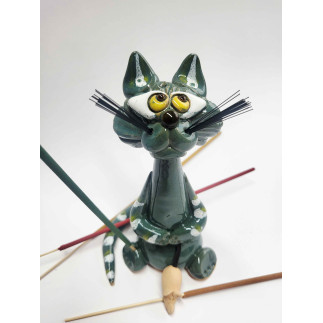 Handcrafted Ceramic Cat and Mouse Incense Holder (Boy) – molinuke.lt