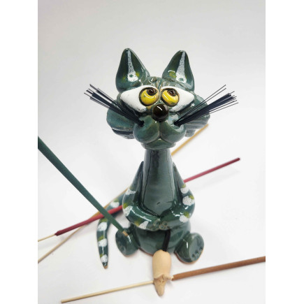 Handcrafted Ceramic Cat and Mouse Incense Holder (Boy) – molinuke.lt