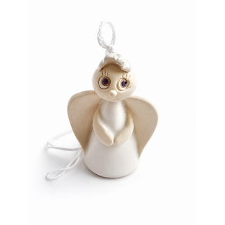White Clay Angel Bell | Handmade Clay Decoration | molinuke.lt