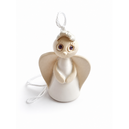 White Clay Angel Bell | Handmade Clay Decoration | molinuke.lt