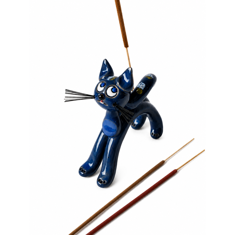 Curved Cat – Handmade Ceramic Incense Holder (Curled Tail) Curved Cat – Handmade Ceramic Incense Holder (Curled Tail)