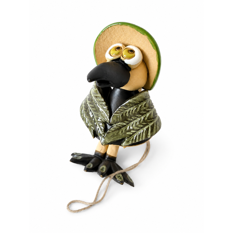 Crow with Hat – Handmade Ceramic Bell Crow with Hat – Handmade Ceramic Bell