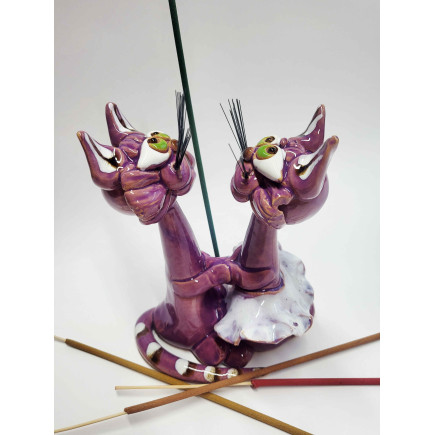 Handcrafted Ceramic Dancing Cats Incense Holder – molinuke.lt