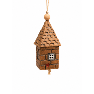 Handmade ceramic hanging house with brick texture