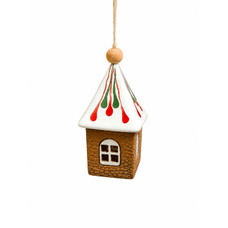 Handmade hanging ceramic house ornament