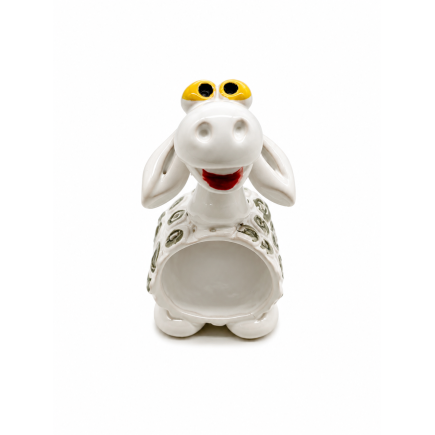 Handmade ceramic sheep figurine.