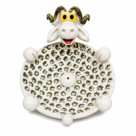 Handmade ceramic ram incense holder and trinket dish