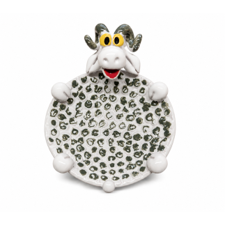 Handmade ceramic ram trinket dish