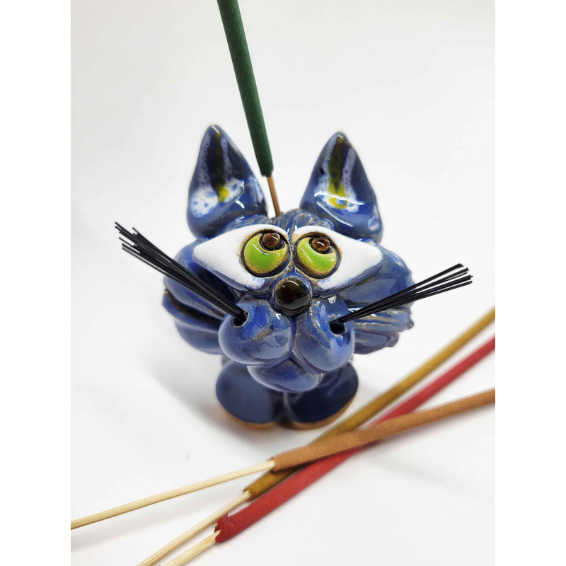 Handcrafted Glazed Clay Kitten Incense Holder – molinuke.lt