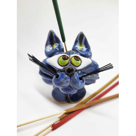 Handcrafted Glazed Clay Kitten Incense Holder – molinuke.lt