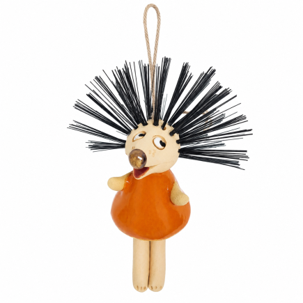 Orange handmade ceramic hedgehog bell