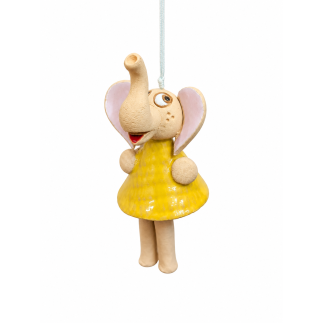 Yellow ceramic elephant hanging decoration