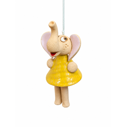 Yellow ceramic elephant hanging decoration