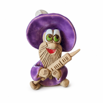 Purple ceramic house gnome doctor with syringe