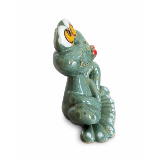 Green ceramic frog incense stick holder