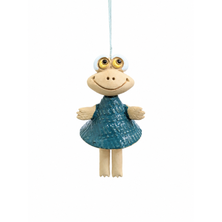 Handmade ceramic frog bell