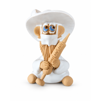 Ceramic house spirit doctor with syringe, handmade pottery