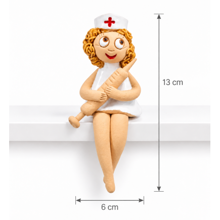 Handmade Ceramic Nurse Figurine – Shelf Sitter, Nurse Gift