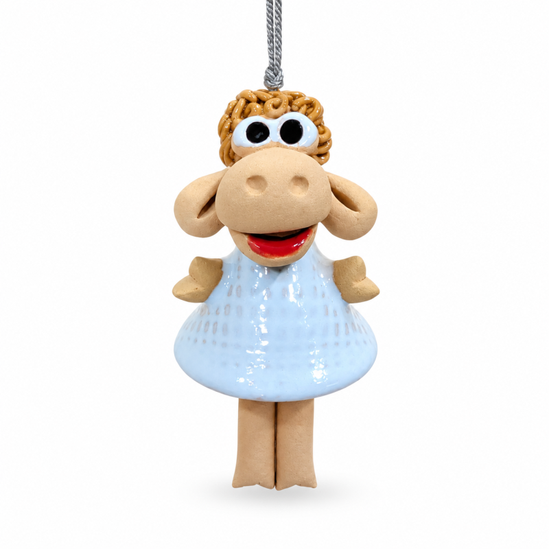 Handmade Ceramic Sheep Ornament – Hanging Decoration