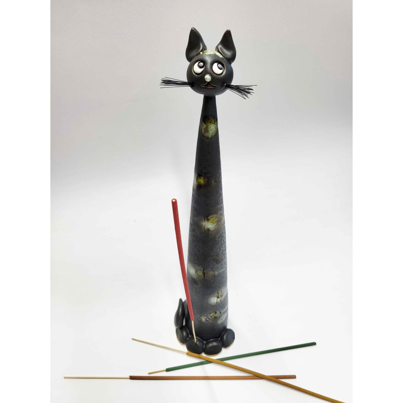 Tall Cat Incense Holder – Handmade Ceramic Decor | molinuke.lt