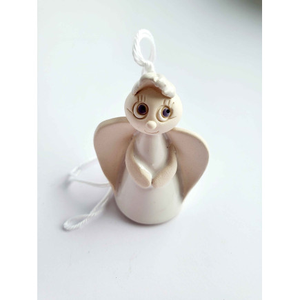 White Clay Angel Bell | Handmade Clay Decoration | molinuke.lt