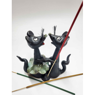 Handcrafted Glazed Clay Dancing Mice Incense Holder – molinuke.lt