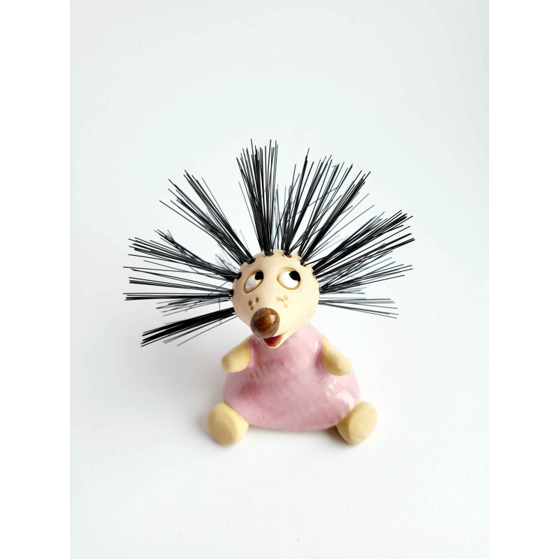 Hedgehog Girl – Handmade Clay Figurine | molinuke.lt