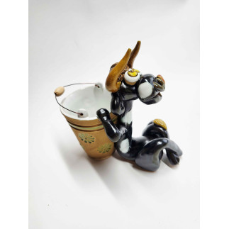Clay Cow with Bucket – Handmade Pencil Holder or Trinket Dish