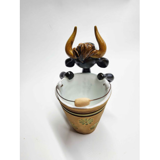 Clay Cow with Bucket – Handmade Pencil Holder or Trinket Dish