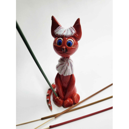Cat with a Big Head – Handmade Incense Holder