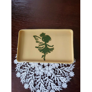 “Clay Magic” – Yellow Handmade Clay Coaster with Fairy Motif