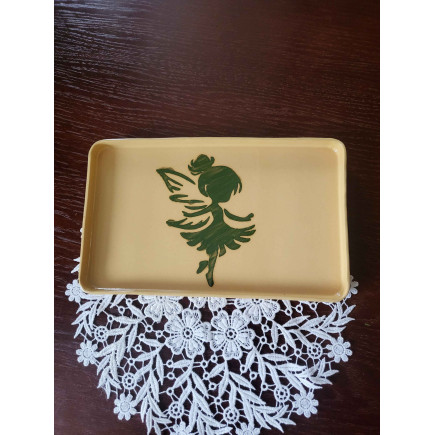 “Clay Magic” – Yellow Handmade Clay Coaster with Fairy Motif