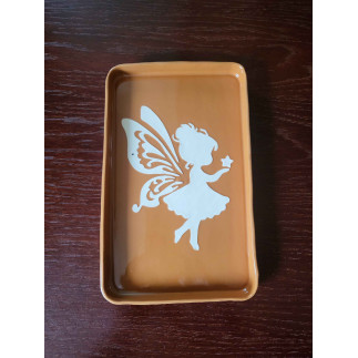 molinuke.lt – Handmade Red Clay Coaster with Fairy Motif “Clay Secret”