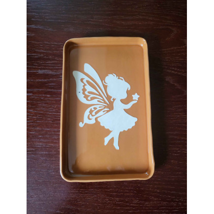 “Clay Secret” – Handmade Red Clay Coaster with Fairy Motif