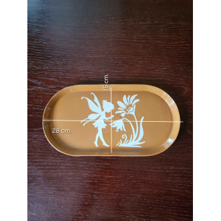 molinuke.lt – Elongated Red Clay Coaster with Flower Fairy Motif “Clay Secret”