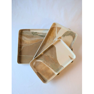 Handmade white clay coasters – set of 3