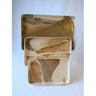 Rankų darbo balto molio padėkliukai – 3 vnt. komplektas serviravimui ir laikymui