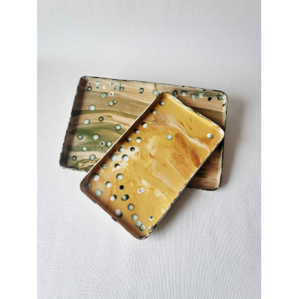 Playful Polka Dot Clay Coasters – Handmade Set of 2