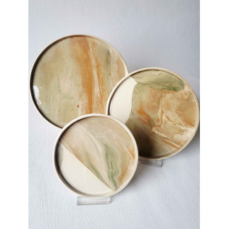 Handmade white clay dish set – 3 pcs, top view