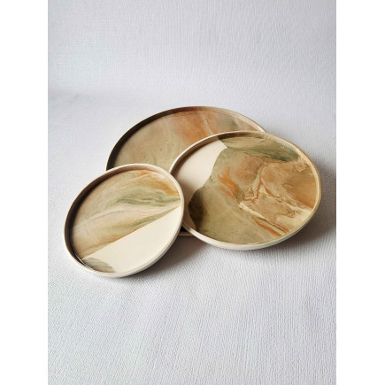 Rankų darbo lekščių komplektas iš balto molio, 3 vnt