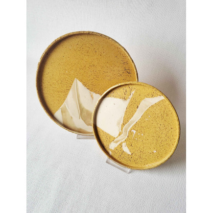 Handmade chamotte dish set – 2 pcs, top view