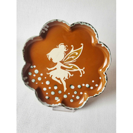 Handmade plate with fairy design – top view