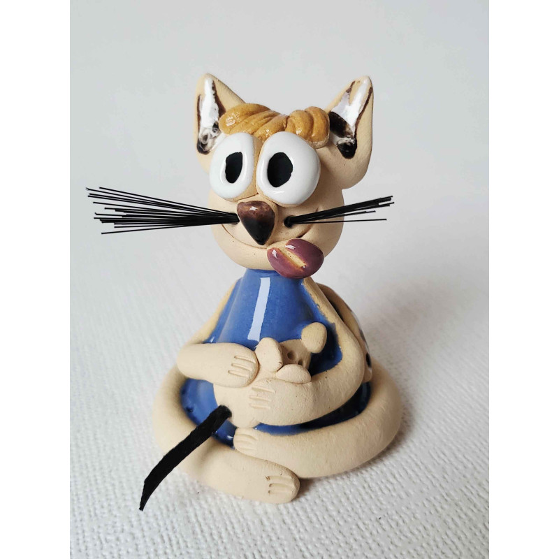 Handmade Clay Cat Figurine – Ceramic Home Decor