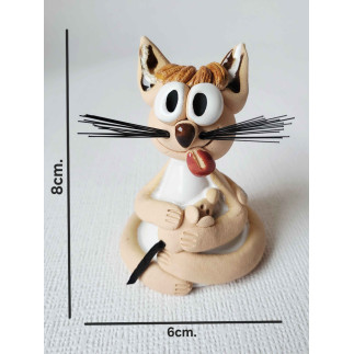 Handmade Clay Cat Figurine – Ceramic Home Decor