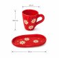 Handmade Ceramic Cup with Tray – Red Daisy Mug Set