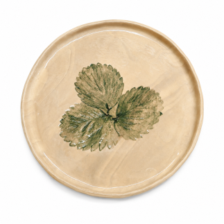 Handmade ceramic plate with leaf design