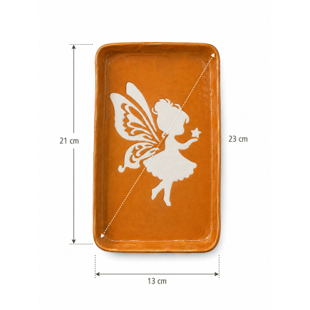 “Clay Secret” – Handmade Red Clay Coaster with Fairy Motif