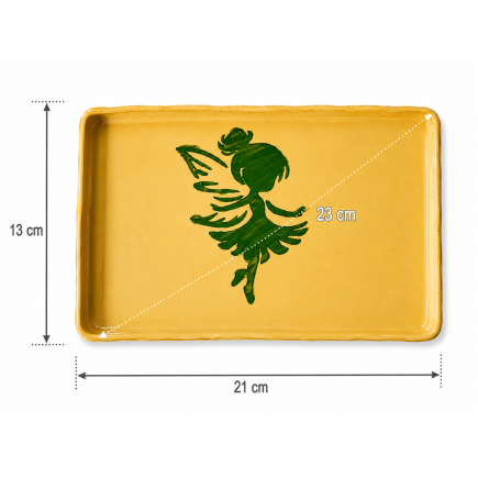“Clay Magic” – Yellow Handmade Clay Coaster with Fairy Motif