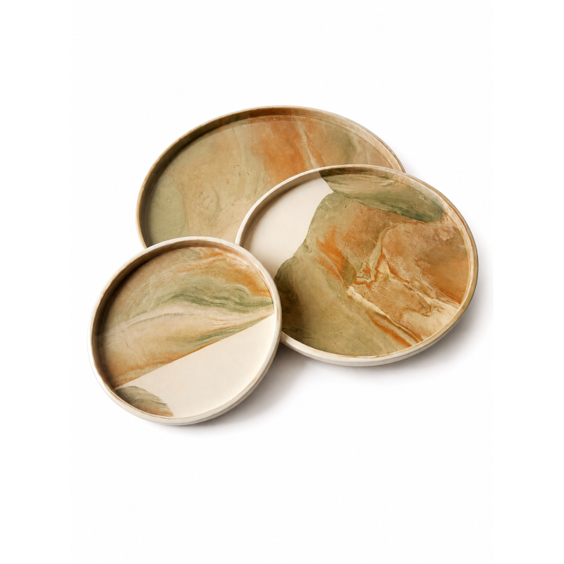 Handmade White Clay Dish Set, 3 pcs
